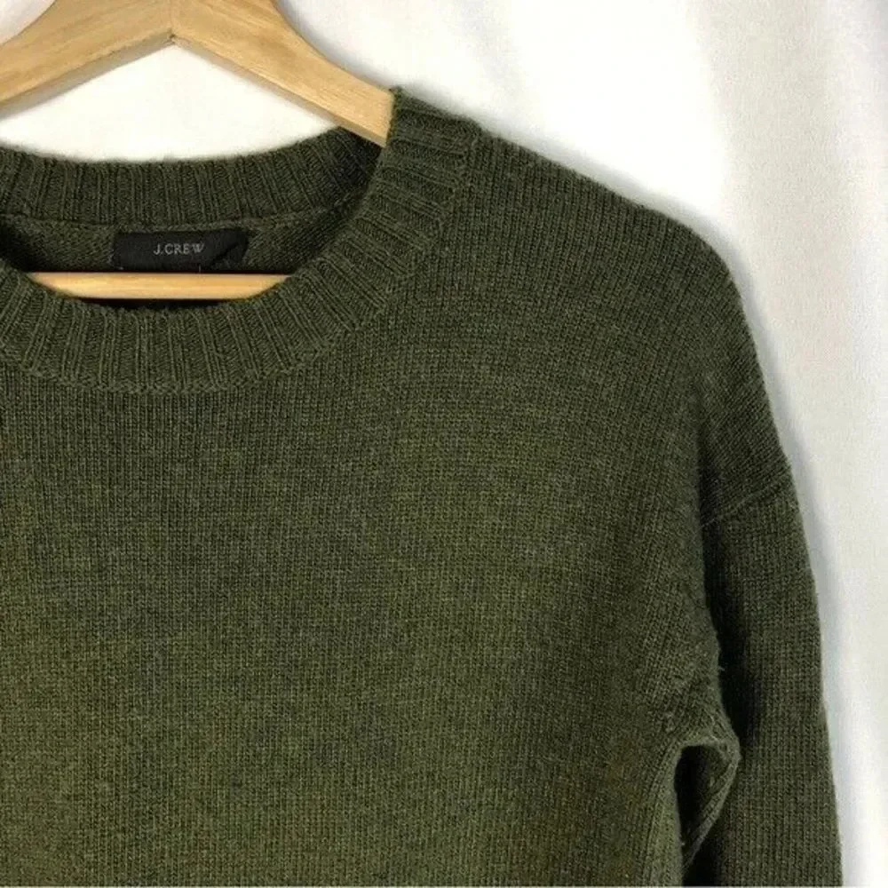 J. Crew Olive Green High Low Crewneck Sweater XS